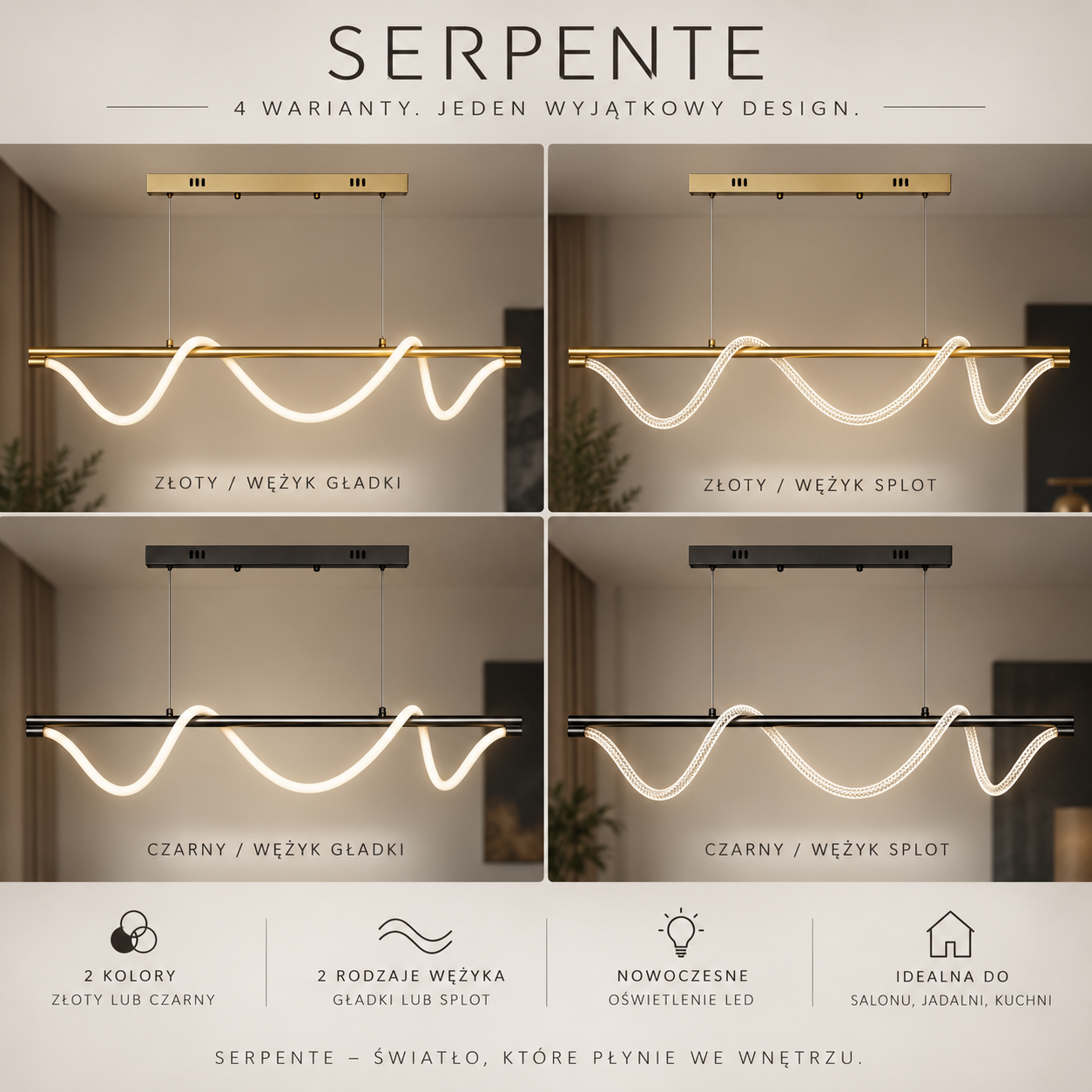 Lampa wisząca Serpente DDXZ004 55W złota - wężyk gładki 4078b2b8-3c38-4dfe-9aa9-a875257c427e