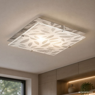 Plafon Fikus kwadratowy biało-srebrny 36x36 cm E27 Candellux