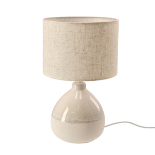 Lampka nocna Ardo ceramiczna z abażurem beżowa do sypialni na stolik nocny