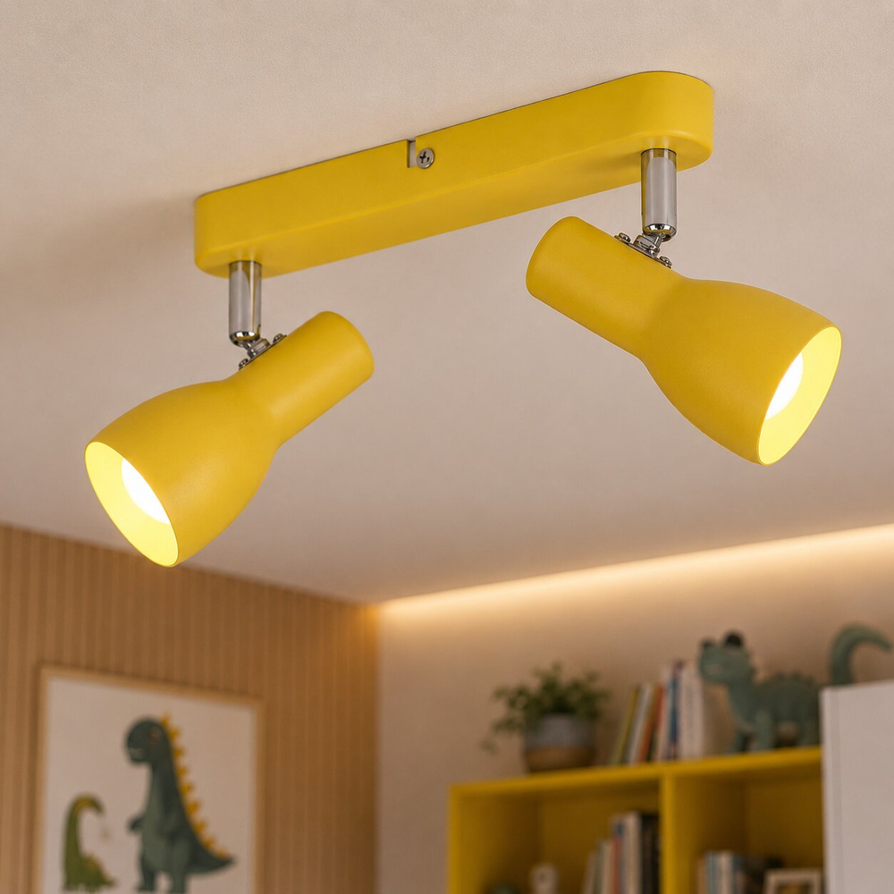 Lampa sufitowa Picardo regulowana metalowa musztardowa 2-punktowa E14
