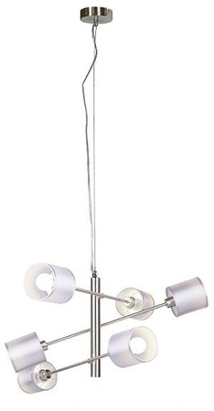 Lampa wisząca z abażurami Sax nowoczesna srebrna regulowana 6xE14