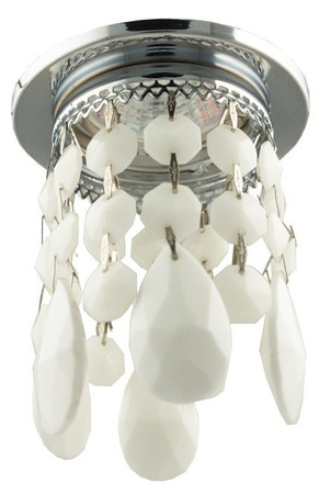 Oczko sufitowe okrągłe chrom z białymi kryształkami MR16 50W