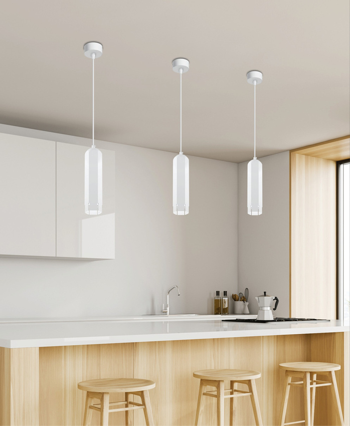 Lampa wisząca tuba biała metalowa regulowana GU10 LED