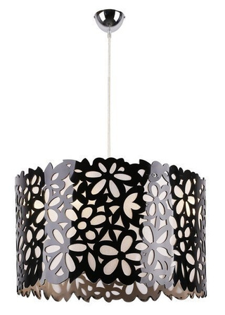 Lampa wisząca Simona czarna z ażurowym kloszem do salonu 3xE14