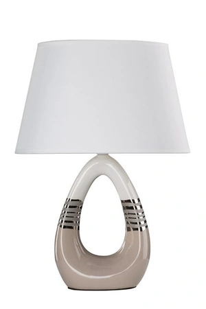 Lampka nocna Romano beżowo-biała ceramiczna z abażurem E27