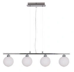 Lampa wisząca Raisa kula szklana 4-płomienna chrom biała nad stół do jadalni