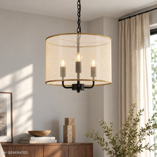 Lampa wisząca Pacifica abażur złoty czarna potrójna do salonu E14