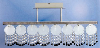 Lampa sufitowa Luxor listwa ze szklanymi kloszami 8-punktowa metalowa