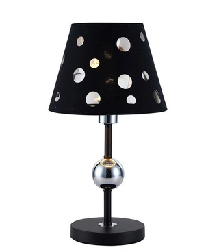 Lampka nocna Batley czarna z abażurem metalowa klasyczna E14