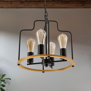 Lampa wisząca Datus do salonu loftowa czarna 4-płomienna E27 metalowa