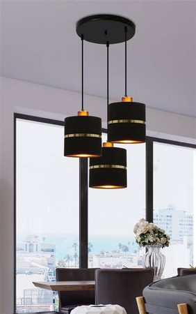 Lampa wisząca z abażurami Assam czarna ze złotym nowoczesna potrójna