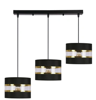 Lampa wisząca z abażurami Pandy czarna potrójna do salonu E27