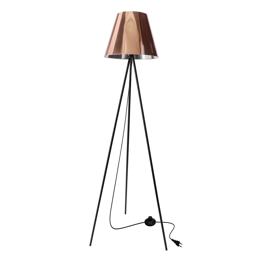 Lampa podłogowa PLATINO trójnóg z abażurem miedzianym 1-punktowa do salonu