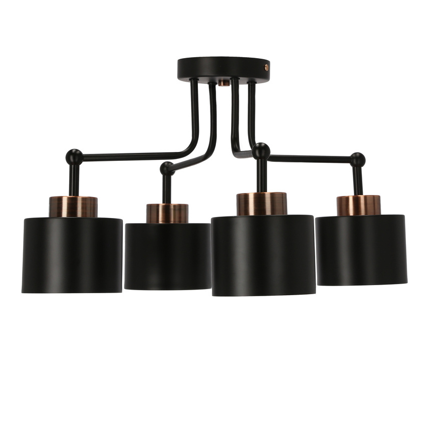Lampa sufitowa czarna 4xE27 Olena aranżacja