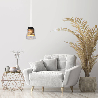 Lampa wisząca Fresno szklany klosz czarno-złota do salonu 1xE27 loft