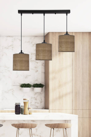 Lampa wisząca z abażurami Legno rattanowa potrójna nad stół