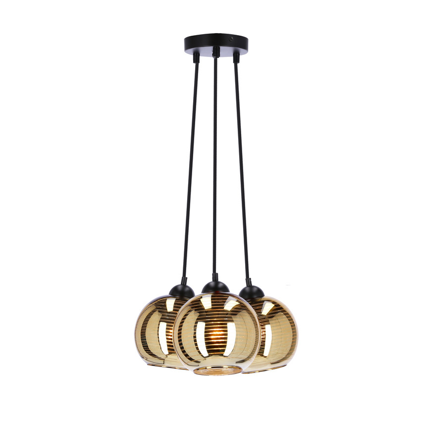 Lampa wisząca Trio szklana kula potrójna złota do salonu 3xE27