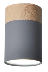 Lampa sufitowa tuba szaro-drewniana okrągła 1xGU10 natynkowa
