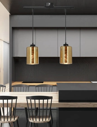 Lampa wisząca Cox szklana podwójna do jadalni nad stół E27 czarno złota