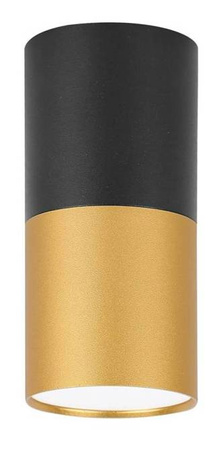 Lampa sufitowa tuba czarno-złota natynkowa 1xGU10 metalowa 12cm