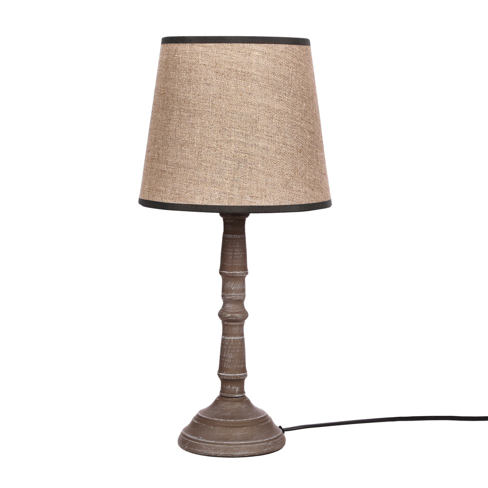 Lampka nocna Cardinale z abażurem lnianym do sypialni klasyczna E27 43 cm