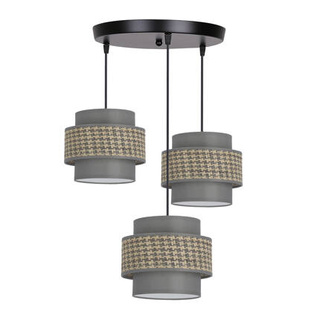 Lampa wisząca z abażurami Luccia beżowo‑grafitowa potrójna do salonu