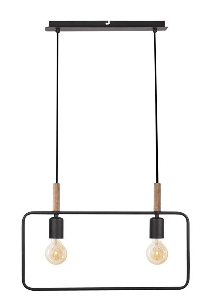 Lampa wisząca czarna regulowana wysokość 2x60W E27 Frame 32-73518