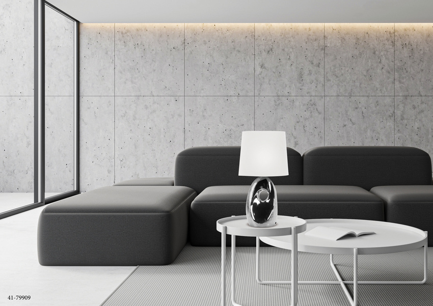 Lampka nocna Hierro ceramiczna biała srebrna z abażurem E27 Candellux