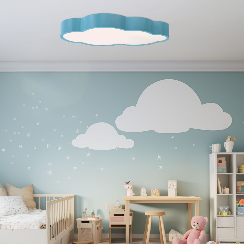 Plafon LED NUVOLA do pokoju dziecięcego niebieska chmurka 40 cm zmienna barwa 3000-6000K z pilotem