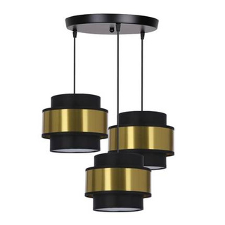 Lampa wisząca z abażurami Prestige nowoczesna czarno-złota potrójna E27