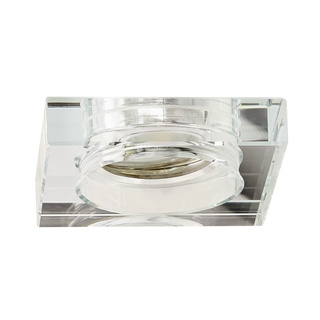 Oczko sufitowe kwadratowe szklane transparentne do żarówki GU10