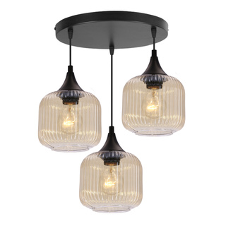 Lampa wisząca Estas szklane klosze bursztynowe potrójna do salonu E27
