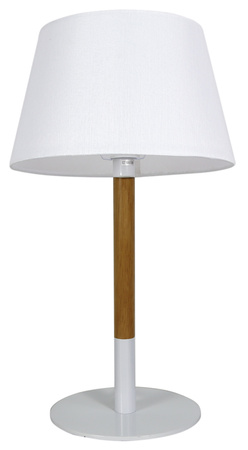 Lampka nocna Surf metalowa drewniana biała na biurko z oprawą E27
