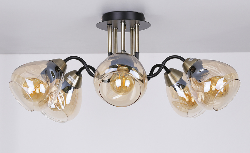 Lampa sufitowa Unica ze szklanymi kloszami 5-punktowa do salonu