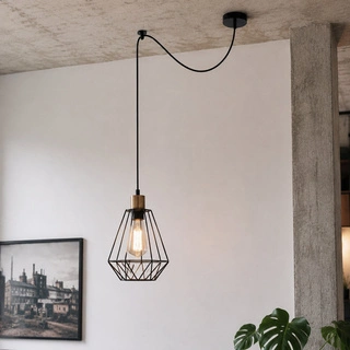 Lampa wisząca Primo P klatka loft metalowa czarna 1-punktowa do jadalni