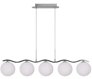 Lampa wisząca Ramon szklane białe kule 5-płomienna chrom do jadalni nad stół
