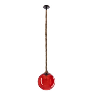 Lampa wisząca Shedon z kloszem szklana pojedyncza do salonu czerwona