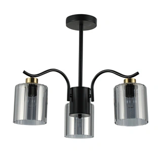 Lampa wisząca Visto potrójna z dymionym kloszem szklana czarna E27