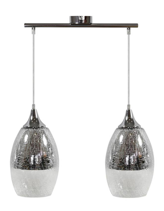 Lampa wisząca Celia podwójna szklane klosze srebrne regulowana do jadalni