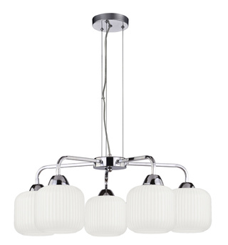 Lampa wisząca Cromado szklana do salonu 5-płomienna klosz biały E27
