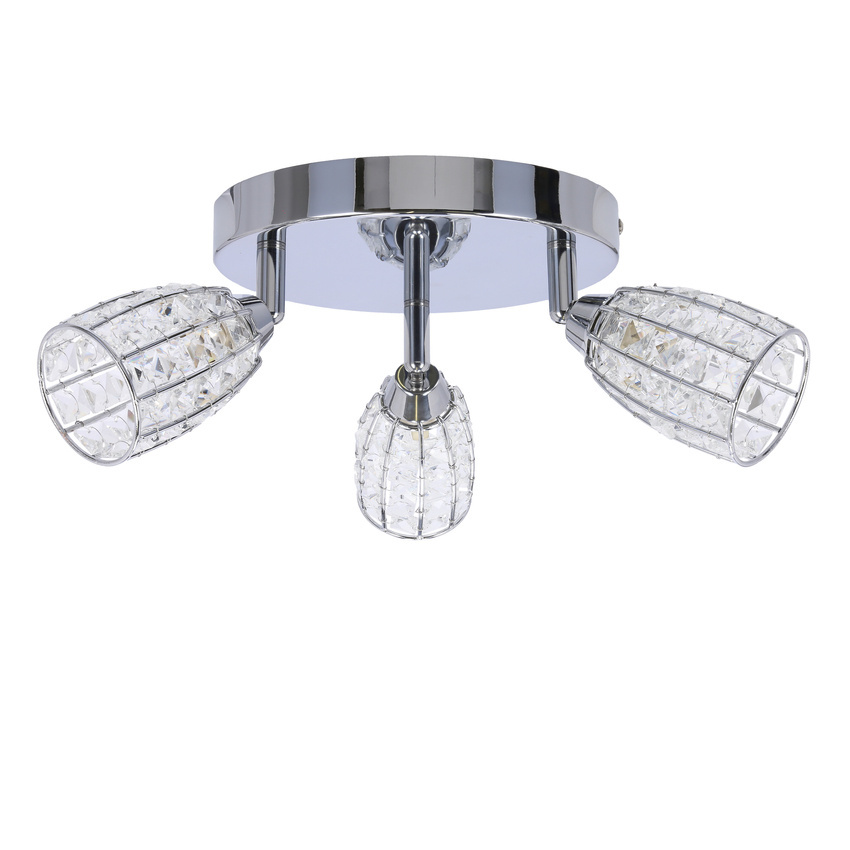 candelluxShiba lampa sufitowa plafon chromowy 3x15w g9 klosz bezbarwny