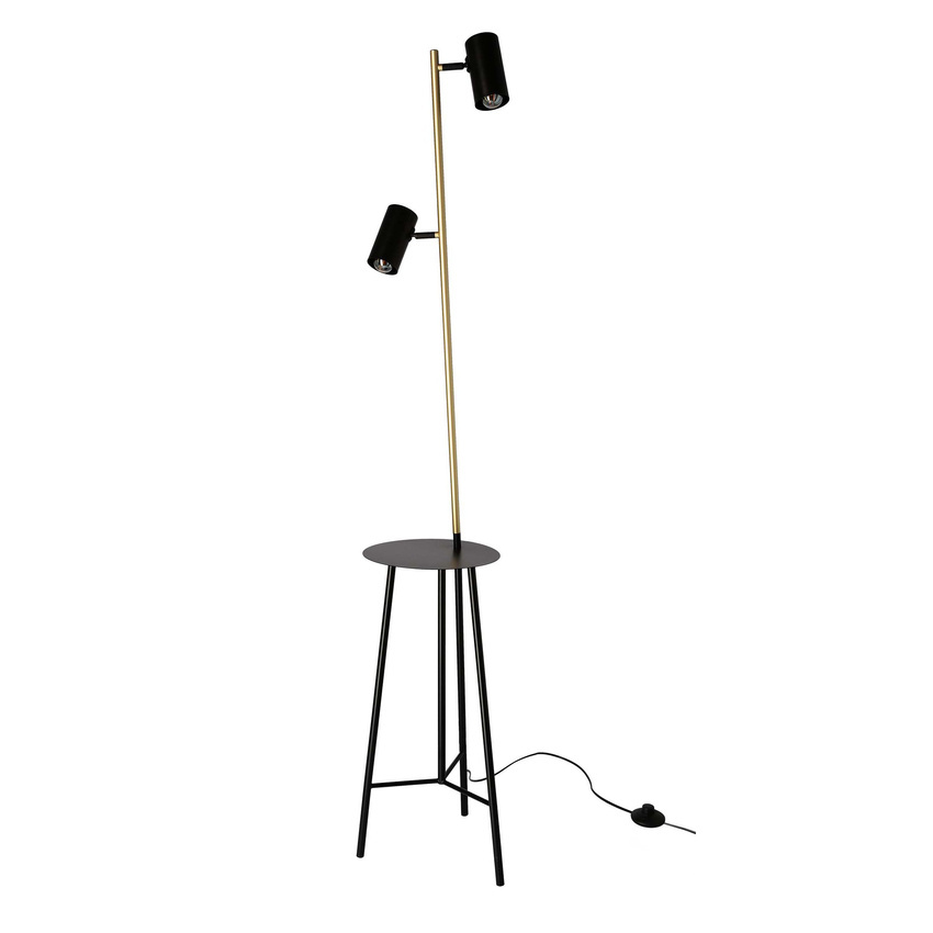 Lampa podłogowa Perret z półką do salonu 1-punktowa metalowa