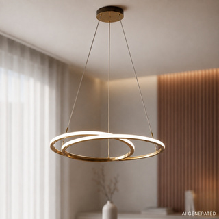 Lampa wisząca Eden złota LED zmienna barwa do salonu z osłonką białą