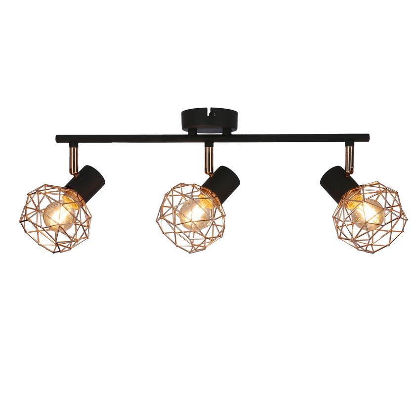 Lampa sufitowa Acrobat listwa ze szklanymi kloszami regulowana 3-punktowa