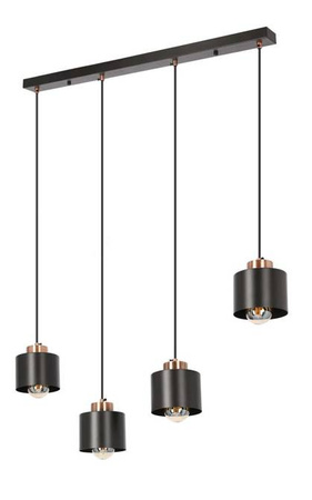 Lampa wisząca Olena czarna metalowa 4-płomienna na belce do salonu nad stół