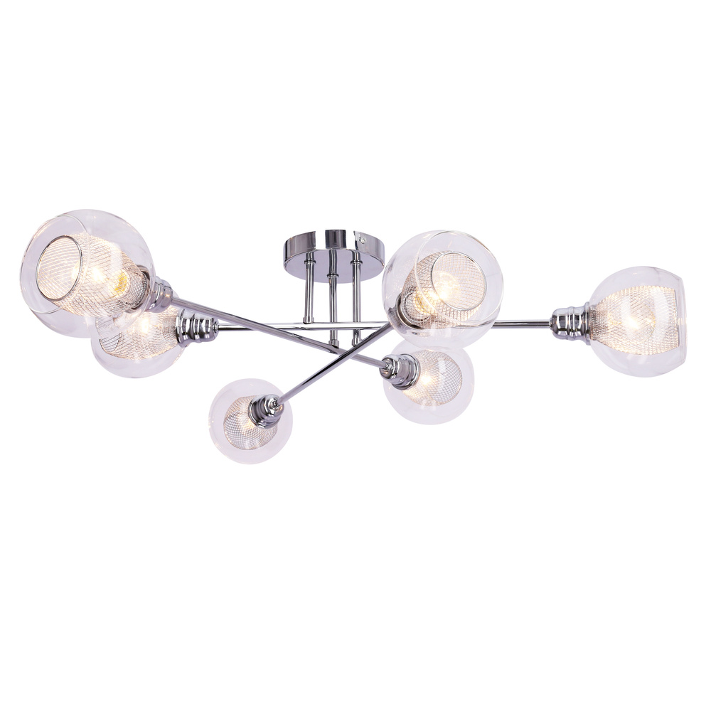 Lampa sufitowa Dixi okrągła ze szklanymi kloszami 6-punktowa do salonu