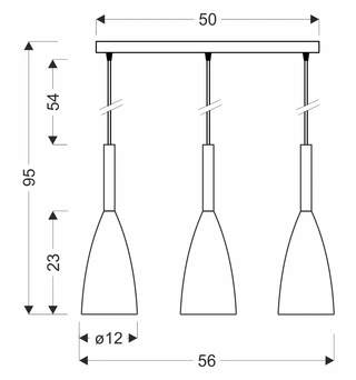Flen lampa wisząca czarny 3x40W E27 klosz szary