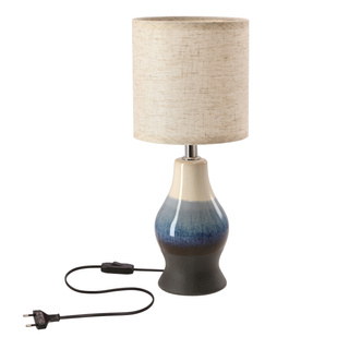 Lampka nocna Navia ceramiczna z abażurem beżowa na stolik nocny