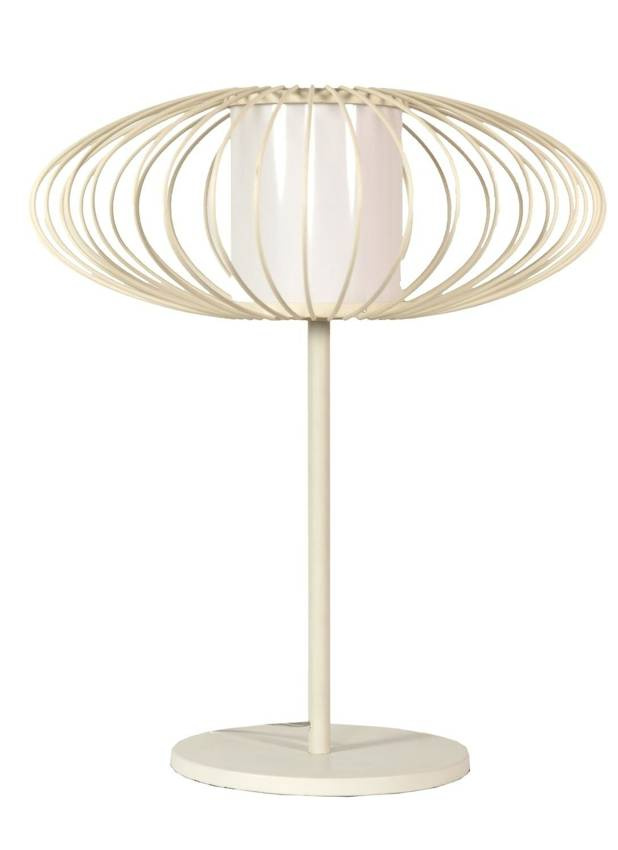 Lampka nocna Himera biała metalowa z abażurem E27 Candellux