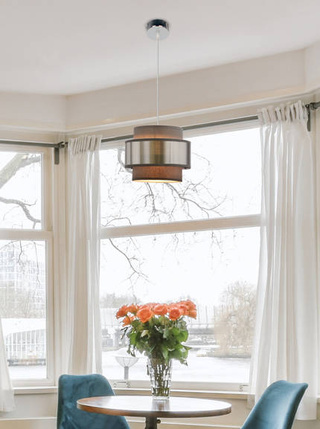 Lampa wisząca z abażurem Hare chromowana szaro-srebrna do salonu